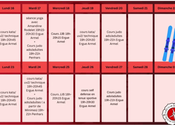 Planning des vacances