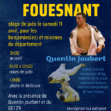  Entrainement pour les benjamins et minimes avec un triple champion de France et international français Quentin Joubert à Fouesnant le samedi 11 avril.inscription avant le mercredi 8 avril